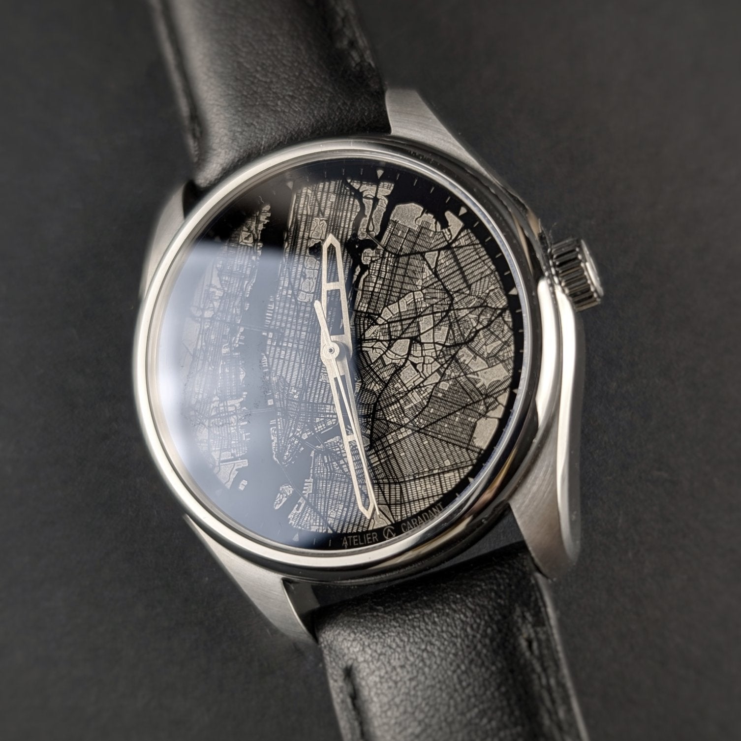 New York Midnight Silver Grey - City Map dial - Atelier Caradant