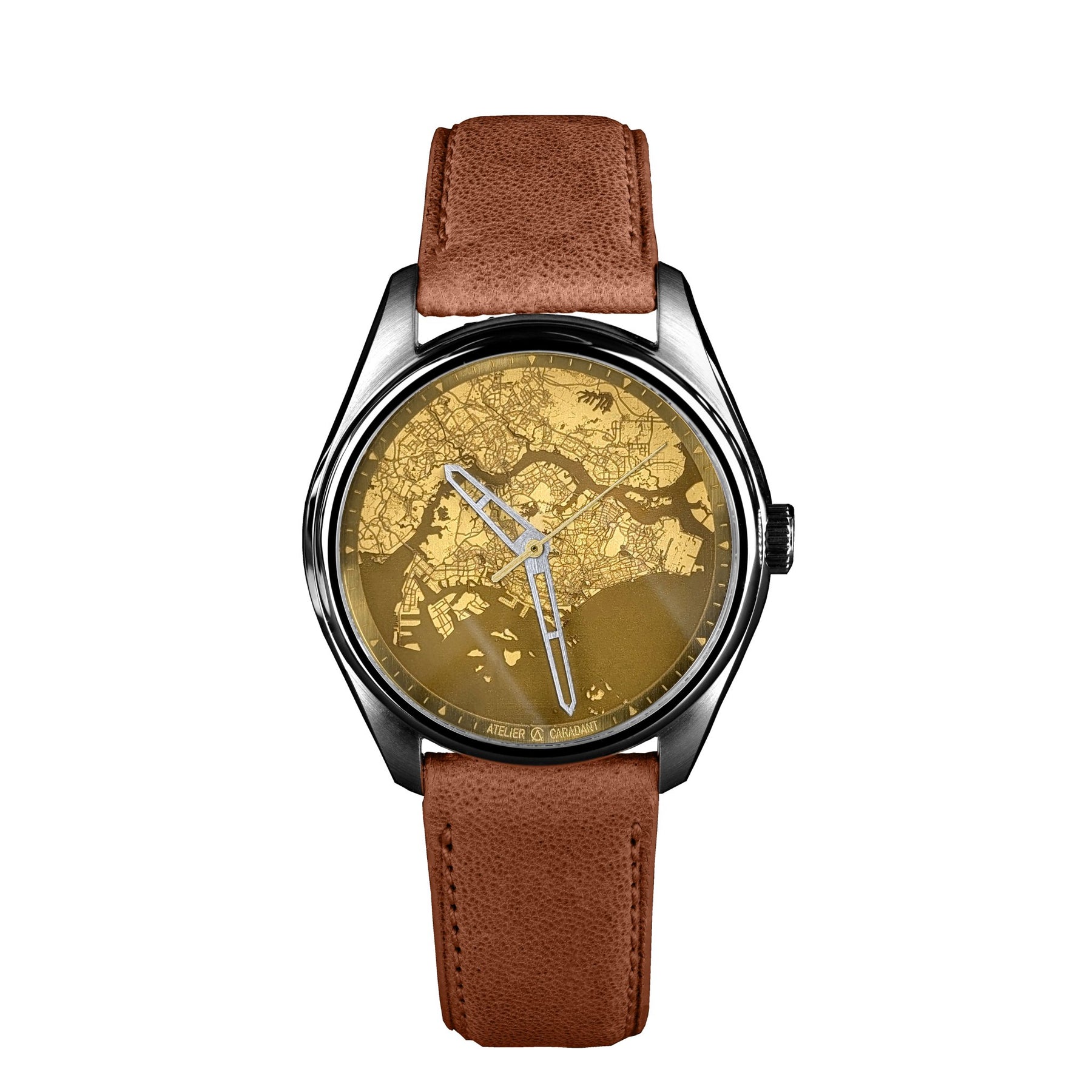 Singapore watc city map Brass dial Golden Second - Atelier Caradant