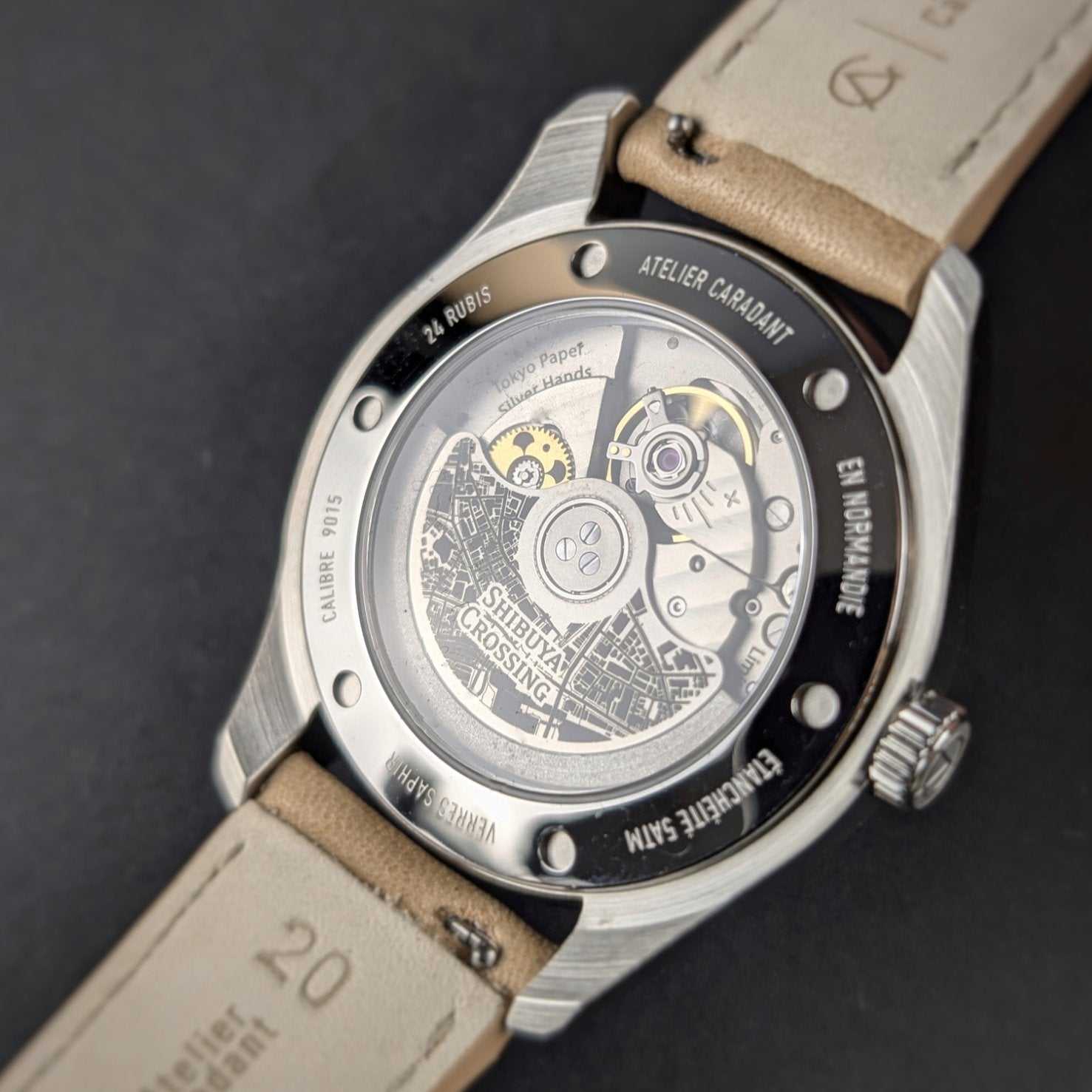 Tokyo watch city map Paper dial Silver Hands - caseback Atelier Caradant